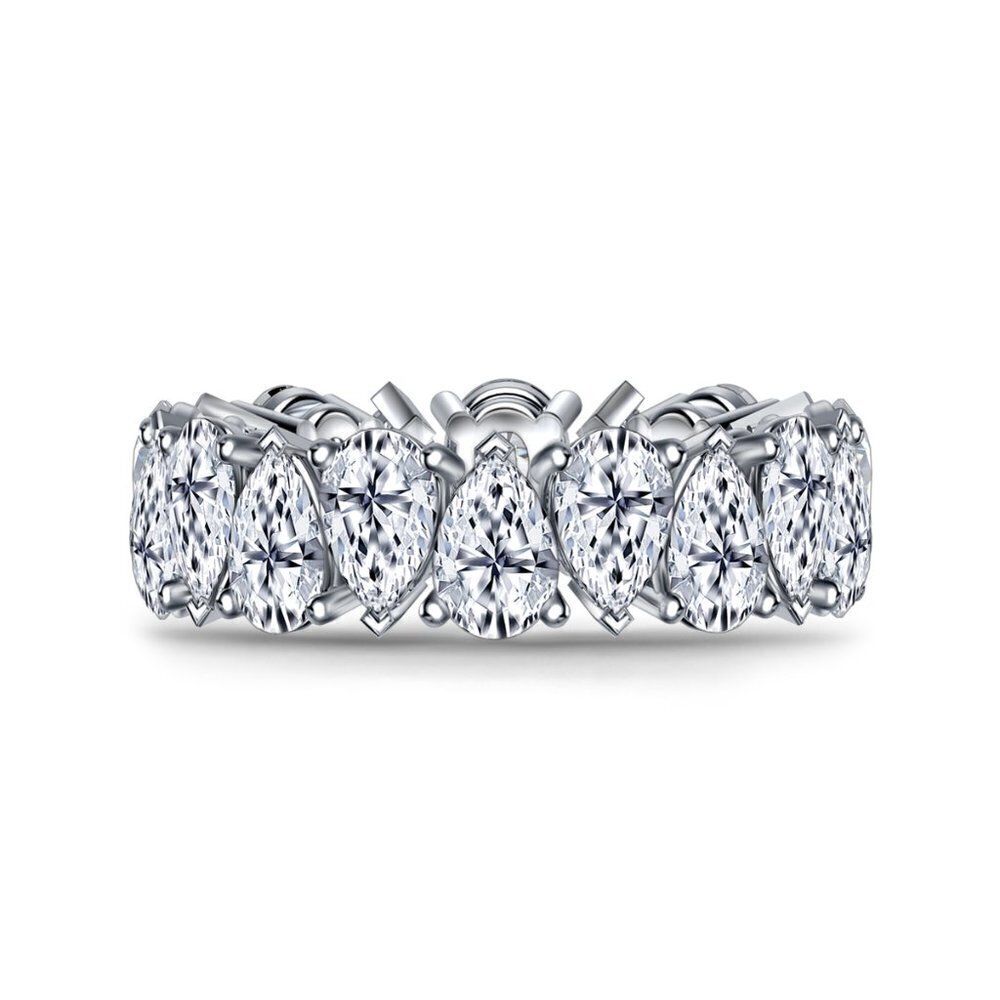 💎 Fashion Bling Dainty Pear Zircon Silver Eternity Ring for Women INDN8336 - Picture 8 of 8